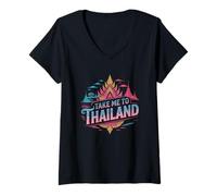 Mujer Memes Divertidos de Viajes I Love Thailand Beach Llévame a Tailandia Camiseta Cuello V