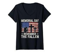 Mujer Memorial Day Recuerda a los caídos Camiseta Cuello V