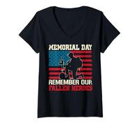 Mujer Memorial Day Recuerda a Nuestros héroes caídos Camiseta Cuello V