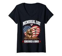 Mujer Memorial Day Remember Honor Fallen Soldier Patriotic America Camiseta Cuello V