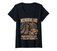 Mujer Memorial Day Remember Our Fallen Heroes Patriotic Camiseta Cuello V