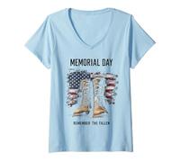 Mujer Memorial Day Remember the Fallen Camiseta Cuello V