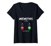 Mujer Memphis está Llamando y Debo IR a Tennessee de Viaje Camiseta Cuello V