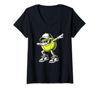 Mujer Men Women and Kids Funny Dabbing Tennis Ball Sports Lover Camiseta Cuello V