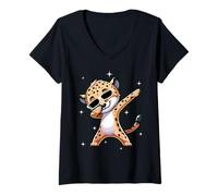 Mujer Men Women Kids Cool Cheetah Dabbing Animals Wildlife Parties Camiseta Cuello V