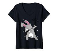 Mujer Men Women Kids Cool Rabbit Dabbing Animals Wildlife Parties Camiseta Cuello V
