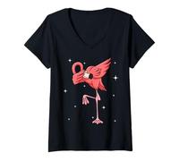 Mujer Men Women Kids Flamingo Dabbing Animals Wildlife Parties Camiseta Cuello V