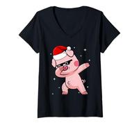 Mujer Men Women Kids Funny Pig Dabbing Animals Wildlife Christmas Camiseta Cuello V