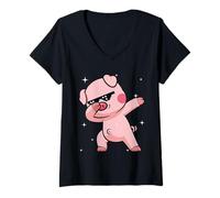 Mujer Men Women Kids Funny Pig Dabbing Animals Wildlife Parties Camiseta Cuello V