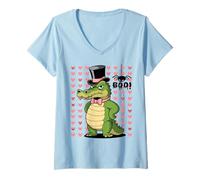 Mujer Men Women Kids Groovy Retro Funny Alligator Spooky Halloween Camiseta Cuello V