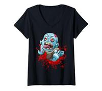 Mujer Men Women Scary Horror Blood Halloween Zombie Fans Thriller Camiseta Cuello V