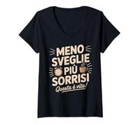 Mujer MENO SVEGLIE PIÙ SORRISI Questa è Vita Pensione Divertente Camiseta Cuello V