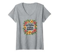 Mujer Menopausia Divertido Humor Humor Mujeres Momentos Tropicales Camiseta Cuello V
