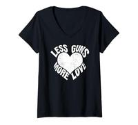 Mujer Menos Armas más Amor Paz corazón Anti Violencia Mensaje Camiseta Cuello V