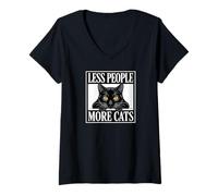 Mujer Menos Gente más Gatos - Gato introvertido Divertido Camiseta Cuello V