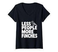 Mujer Menos Gente Más Pinzones Amantes de la Naturaleza Camiseta Cuello V