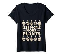 Mujer Menos Personas Más Plantas Acumulación Humor Jardinería Divertida Camiseta Cuello V