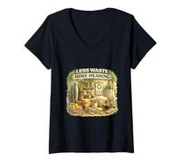 Mujer Menos residuos más Significado Eco Camiseta Cuello V