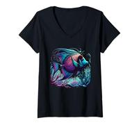 Mujer Mens Aquarium Enthusiast Aquarist Angel fish Camiseta Cuello V