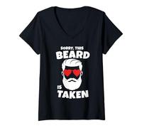 Mujer Mens Sorry This Beard is Taken Valentines Love Hipster Beard Camiseta Cuello V