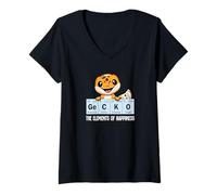 Mujer Mens Womens Kids Kawaii Reptile Elements Leopard Gecko Lover Camiseta Cuello V