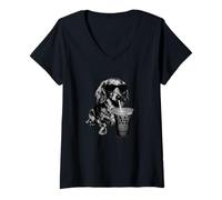 Mujer Mens Womens Retro Iced Coffee Long Haired Dachshund Lover Camiseta Cuello V
