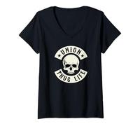 Mujer Mens Womens Skull Retro Vintage Pro Union Thug Camiseta Cuello V