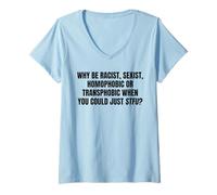 Mujer Mensaje audaz contra el Odio Just STFU Regalos de declaración de Igualdad Camiseta Cuello V