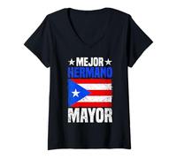 Mujer Mensaje audaz del Alcalde de Puerto Rico Mejor Hermano Camiseta Cuello V