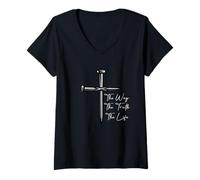 Mujer Mensaje Inspirador de The Way The Truth The Life Sacrifice Camiseta Cuello V