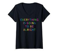 Mujer Mensaje Positivo Everything is Going to be Alright Diseño Camiseta Cuello V