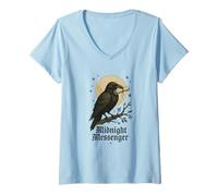 Mujer Mensajero de Medianoche con diseño gótico Camiseta Cuello V