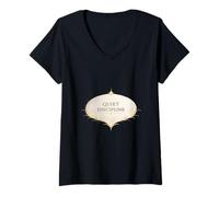 Mujer Mentalidad de disciplina silenciosa Camiseta Cuello V