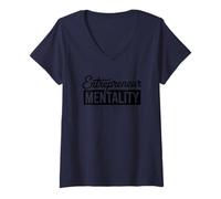 Mujer Mentalidad Emprendedor Hustle Mentalidad Éxito Camiseta Cuello V