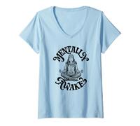 Mujer Mentalmente Despierto Explorador Juramento atención Plena ilustración Vintage Camiseta Cuello V
