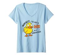 Mujer Mentalmente Soy Solo un Pato en una tormenta Divertida Camiseta Cuello V