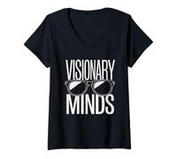 Mujer Mentes Visionarias Creatividad Innovación Emprendedor Espíritu Camiseta Cuello V