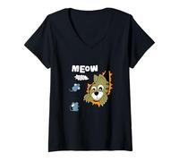 Mujer Meow Finding Mouse, Cats & Mice Illustration Graphic Designs Camiseta Cuello V