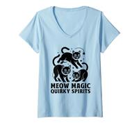 Mujer Meow Magic Quirky Spirits, amante de los gatos, felino, mascota, maullido, amor, gato Camiseta Cuello V