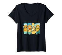 Mujer Meowy Summer Vibes Gatos disfrutando del sol Camiseta Cuello V