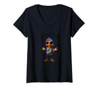 Mujer Mercancía de teñido anudado What The Duck Camiseta Cuello V