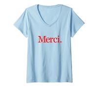 Mujer Merci Regalo francés Viaje francés a París Francés Dicho Camiseta Cuello V