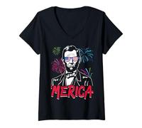 Mujer Merica Abe Lincoln Camiseta Cuello V