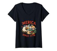 Mujer Merica Desde 1776 Águila Patriótica y Gator USA America Camiseta Cuello V