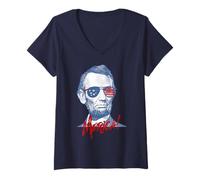 Mujer Merica Lincoln - 4th July Veterans or Memorial Day Abe Camiseta Cuello V
