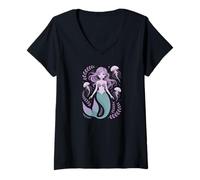 Mujer Mermaid Ocean Jelly Fish Sea Animals Camiseta Cuello V