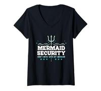 Mujer Mermaid Security No te metas con mi Padre, Sirena, el Día del Padre Camiseta Cuello V