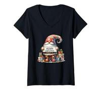 Mujer Merry Christmas GNOME Family Christmas Graphic For Xmas Camiseta Cuello V