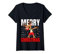 Mujer Merry Christmas Reno Divertido Navidad Diseño de Navidad Camiseta Cuello V
