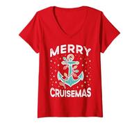 Mujer Merry Cruise-mas Matching Family Christmas Cruise Mujeres Hombres Camiseta Cuello V